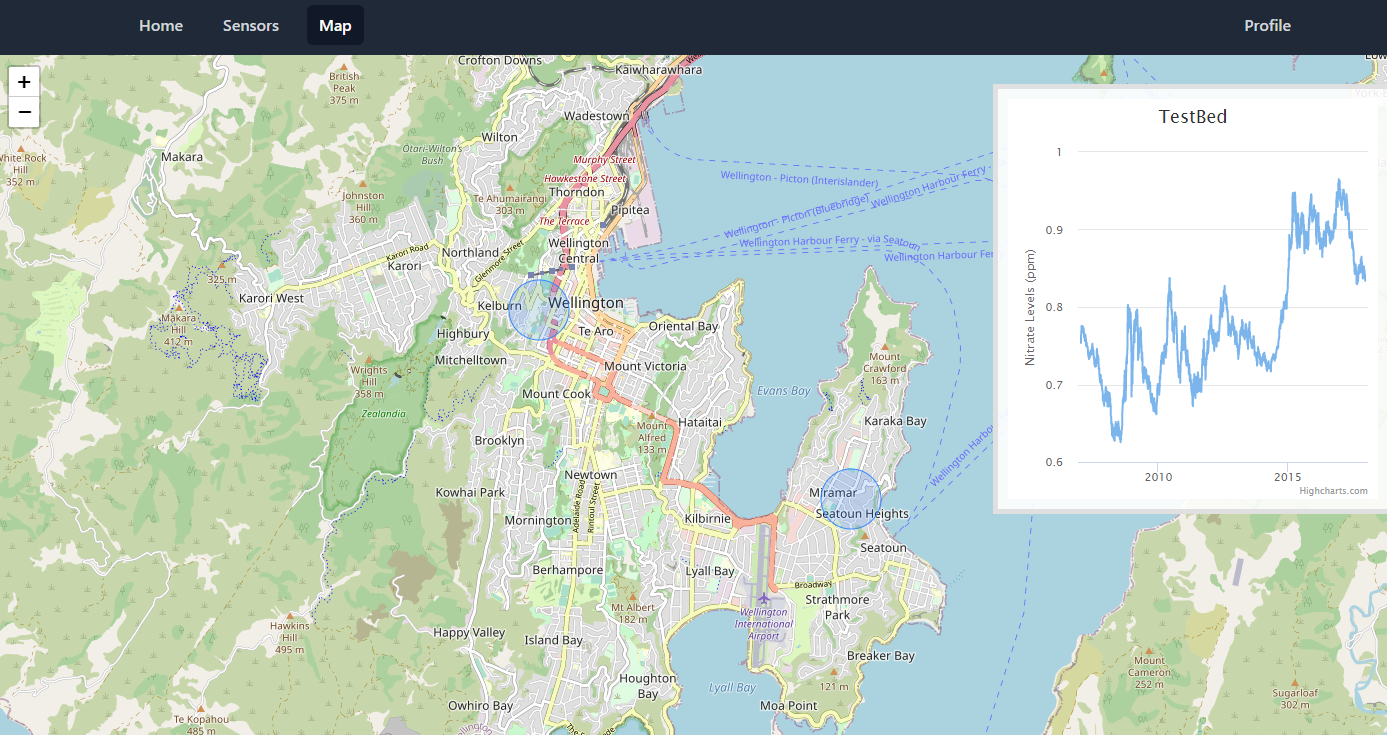 "The test map on which the data from the sensors will be displayed"